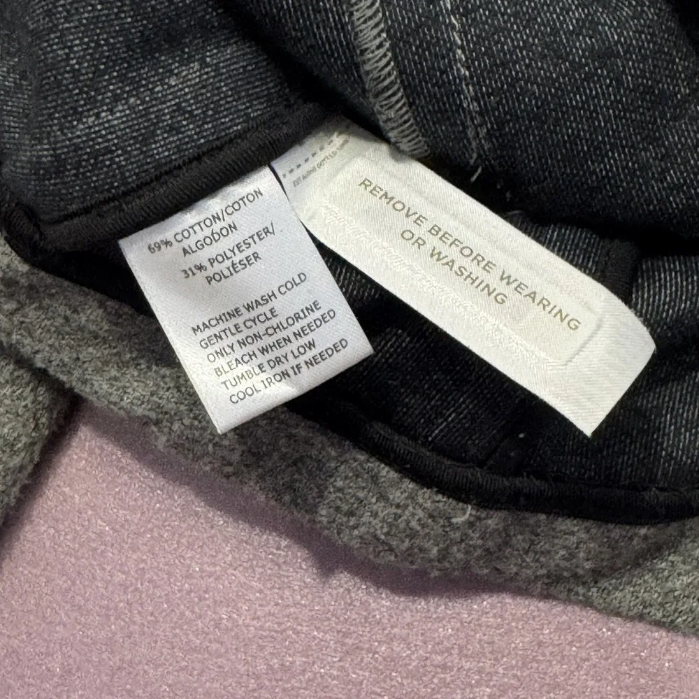 LOFT Double Breasted Jacket Womens XS Gray NEW Wool Blend Contrast Trim Military